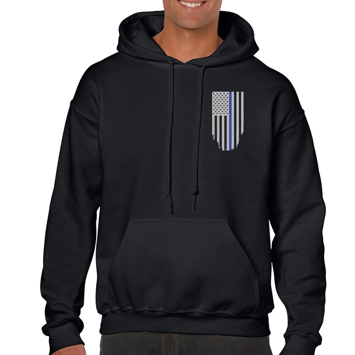 Hoodie - Thin Blue Line American Flag HONOR & RESPECT