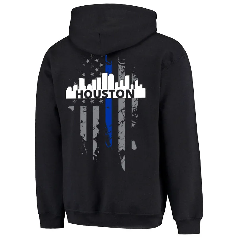 Hoodie - Thin Blue Line Houston Skyline