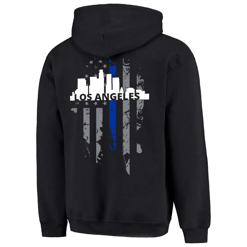 Hoodie - Thin Blue Line Los Angeles Skyline