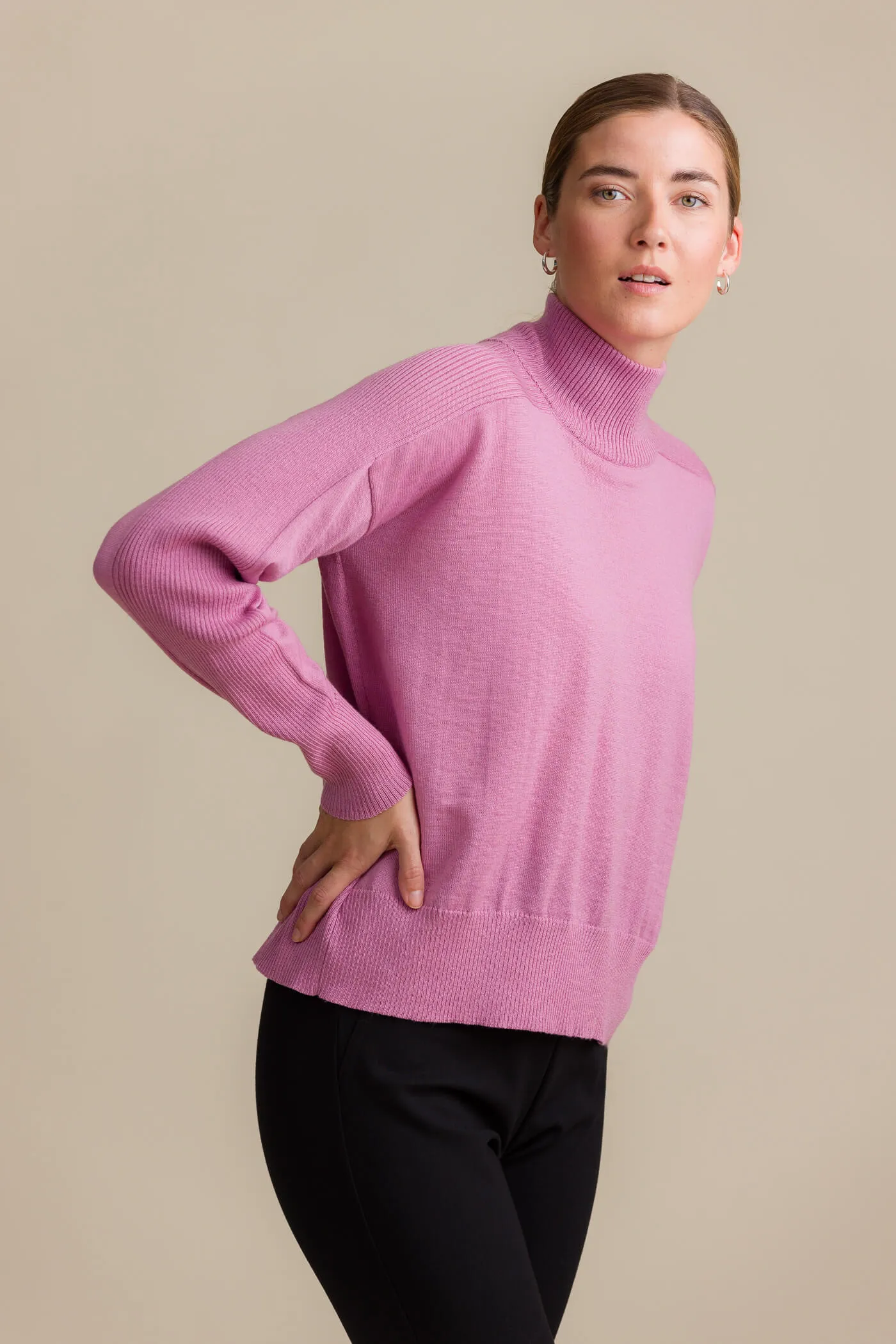 Ina Merino Polo Knit Rose Pink