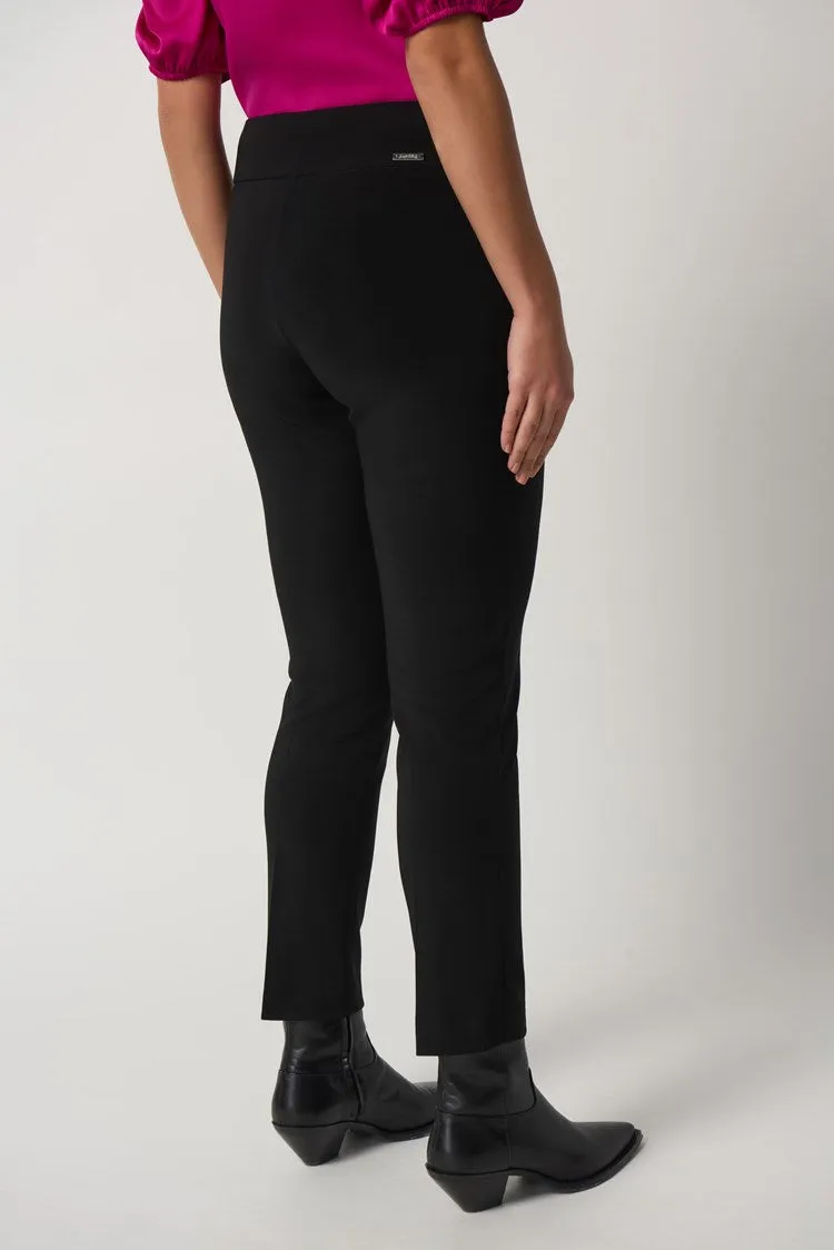 Joseph Ribkoff Black Bonded Silk Straight-Leg Pants