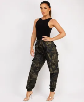 Khaki Camo Shell Cuffed Pocketed Cargo Trousers