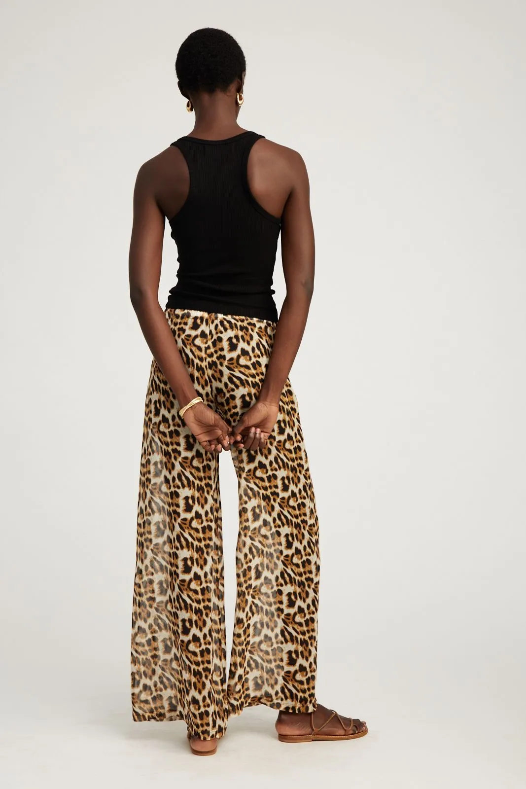 Leopard Silk Wide Leg Trousers