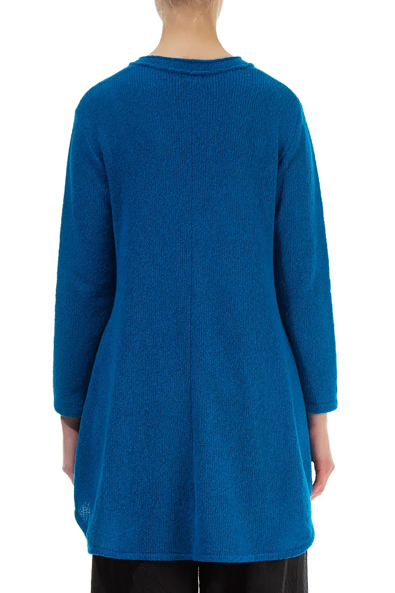 Loose Cosy Azure Blue Wool Sweater