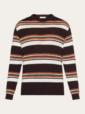 Loose handcrafted striped crew neck - GOTS/Vegan - Multi color stripe