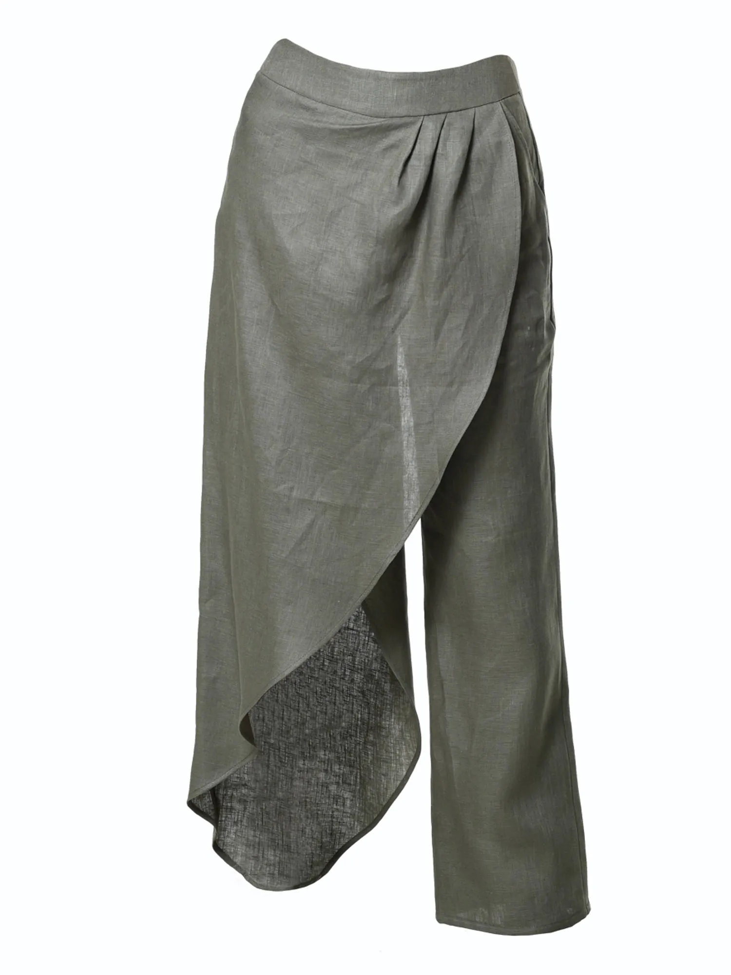 Loose Linen Pants In Khaki