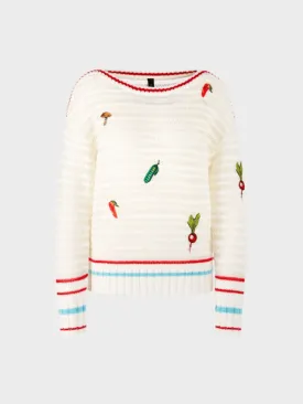 Marc Cain Collections T Sweater With Veggie Appliqué TC 41.07 M54 COL 110