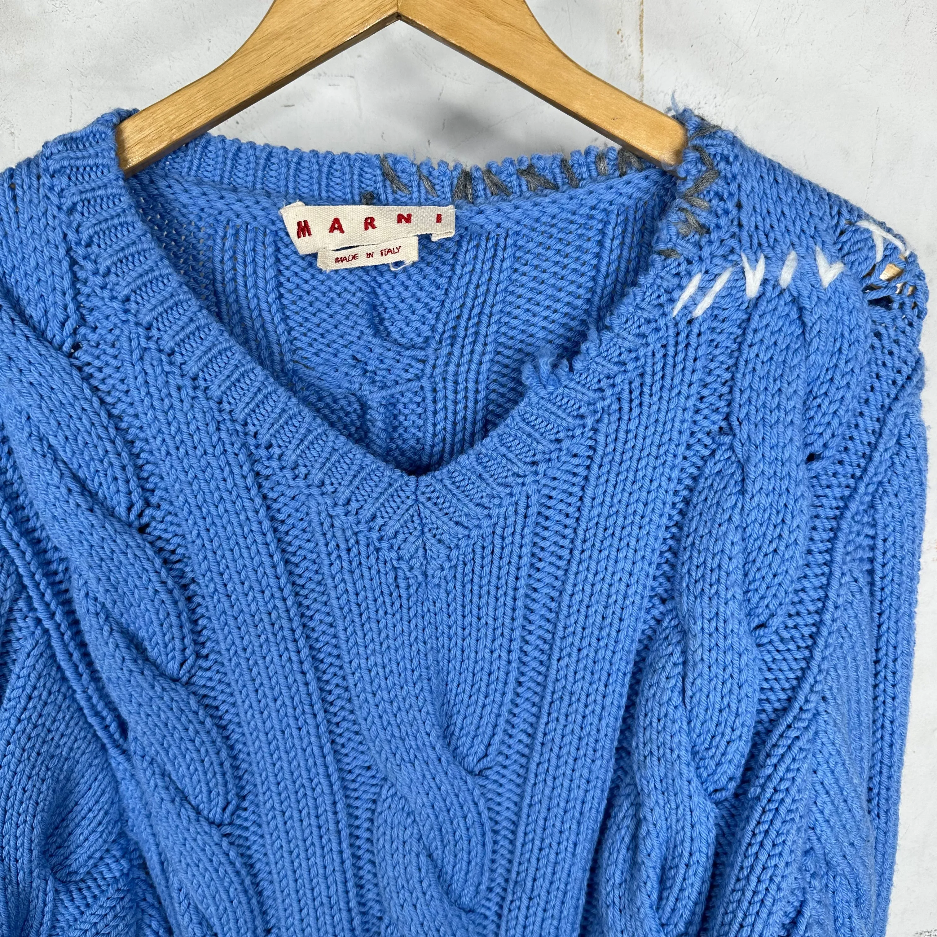 Marni Blue Loose Knitted Sweater