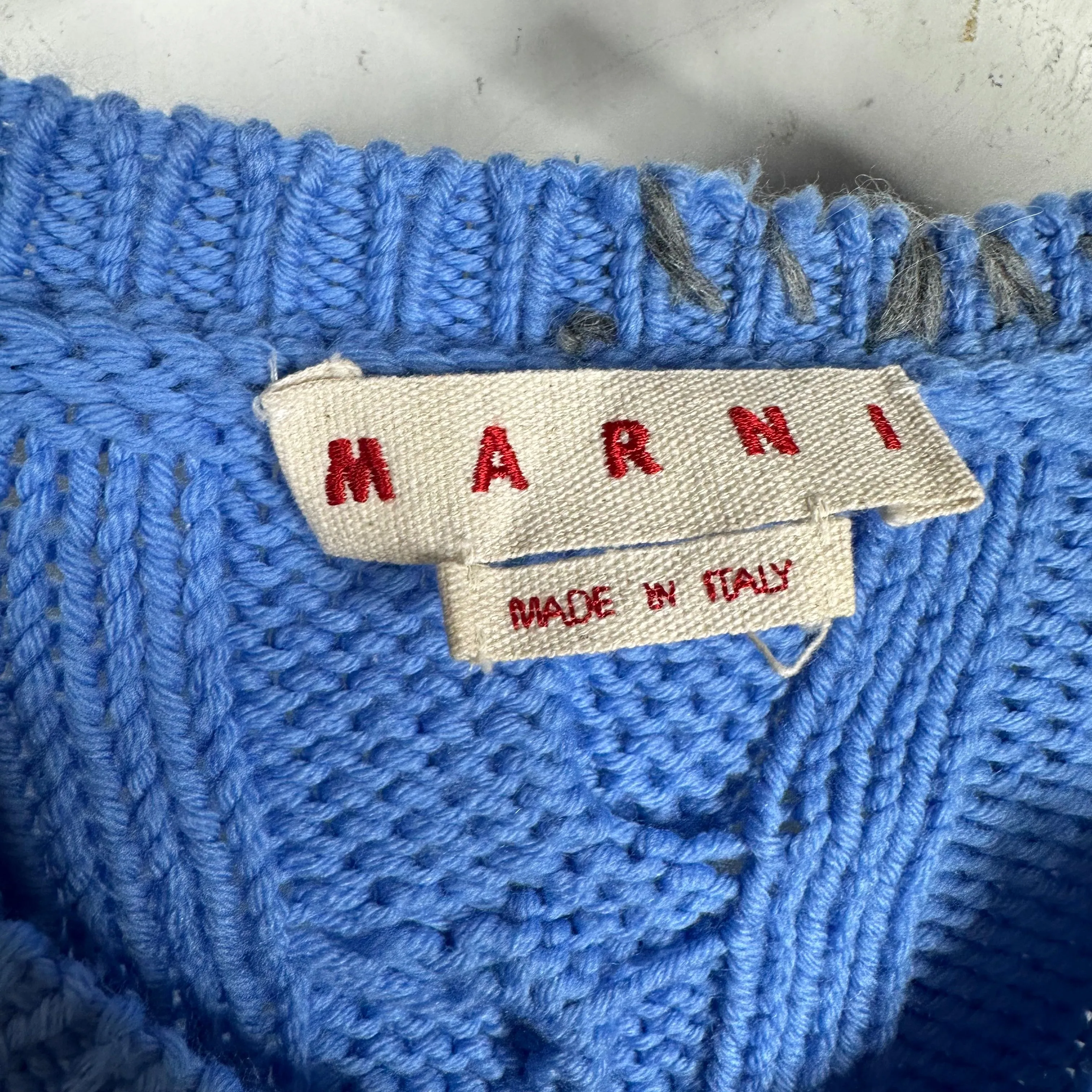 Marni Blue Loose Knitted Sweater