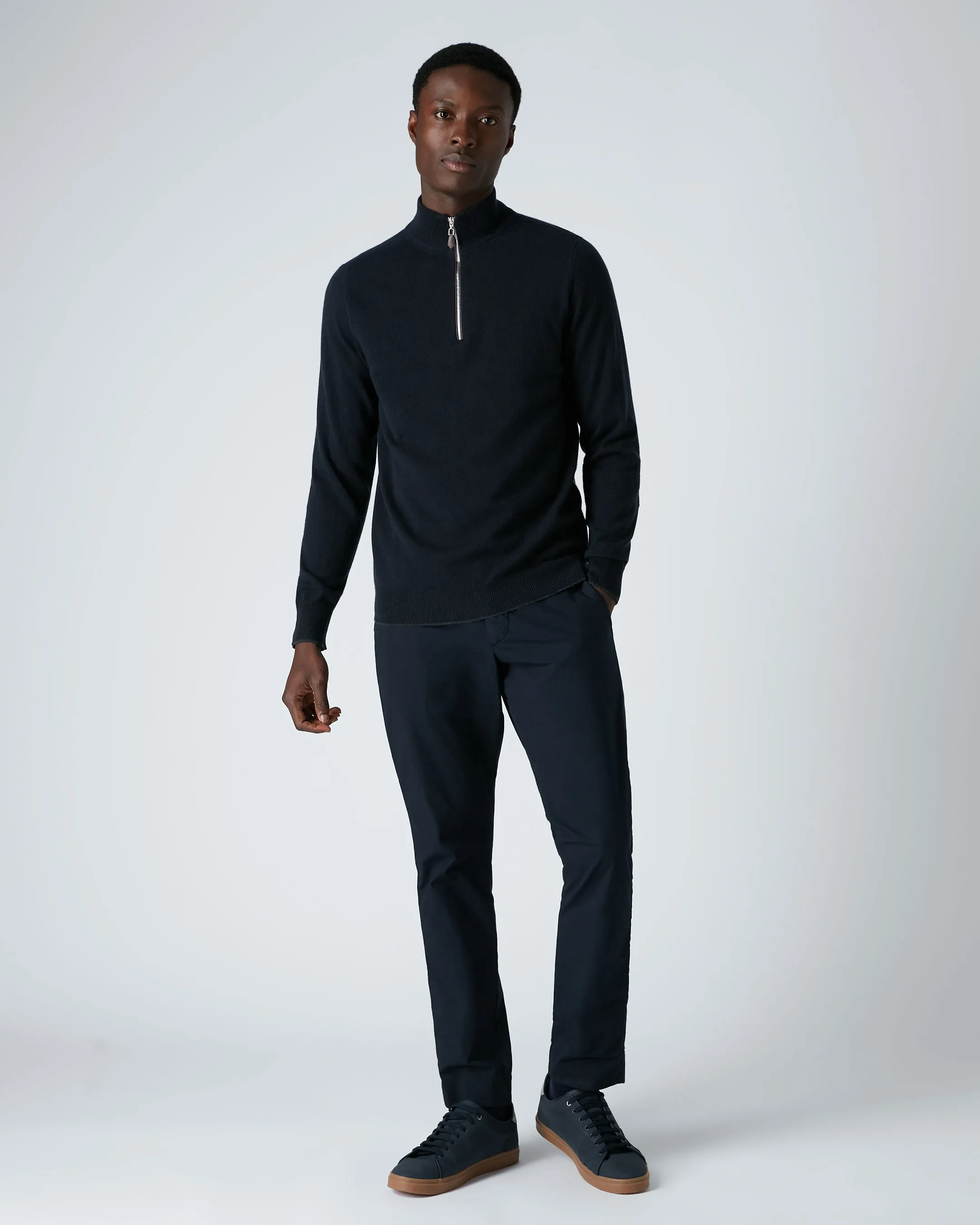 Men's Carnaby Half Zip Cashmere Jumper Navy Blue