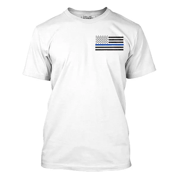 Mens T-Shirt - Thin Blue Line Small Flag, Distressed Style