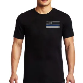 Mens T-Shirt - Thin Blue Line Small Flag, Distressed Style