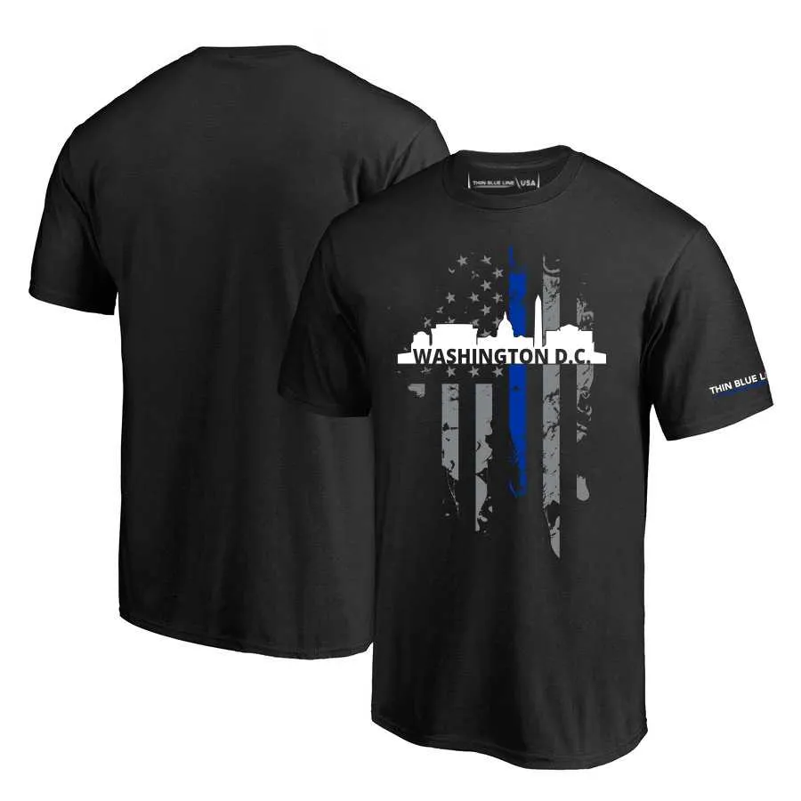 Men's T-Shirt, Thin Blue Line Washington D.C. Skyline