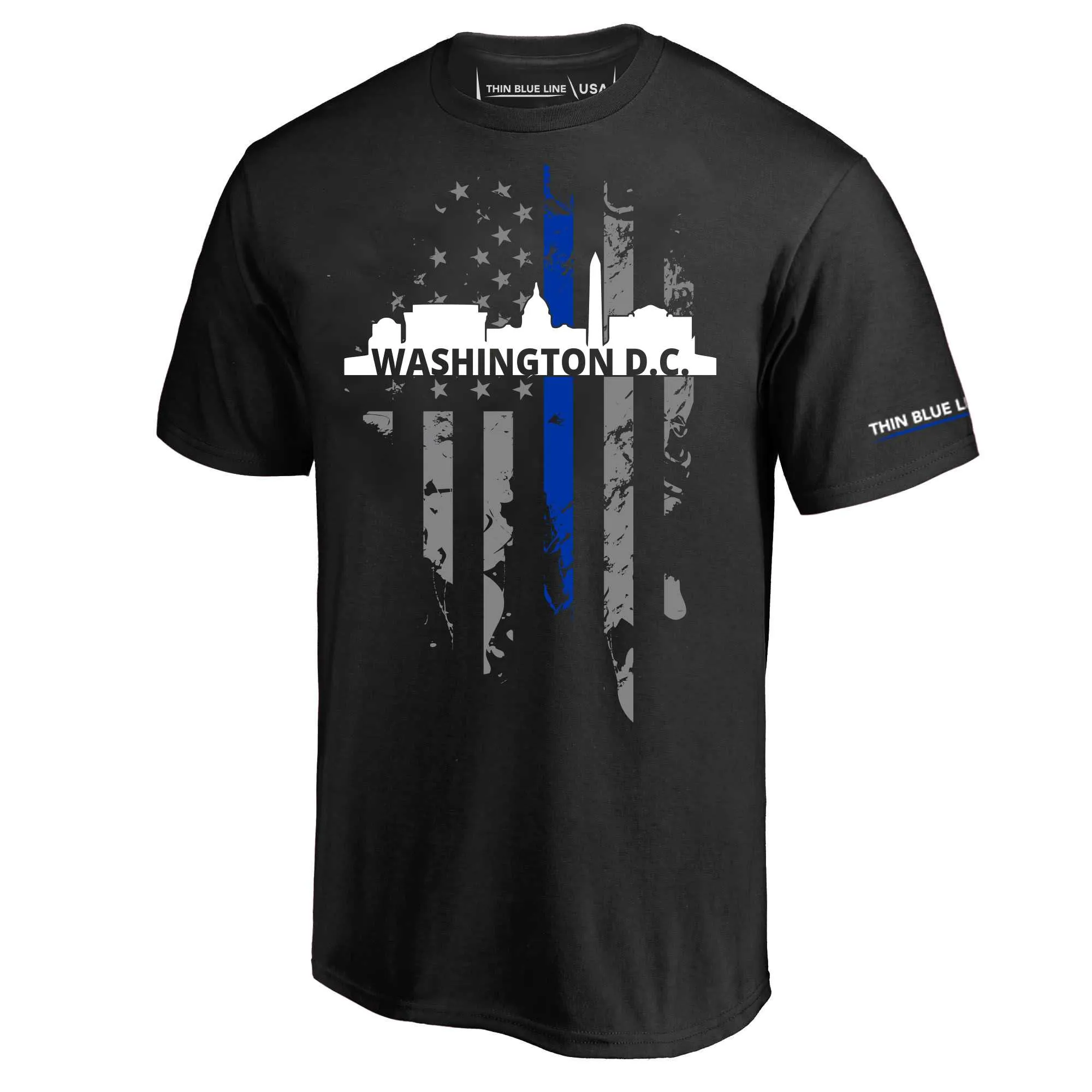 Men's T-Shirt, Thin Blue Line Washington D.C. Skyline