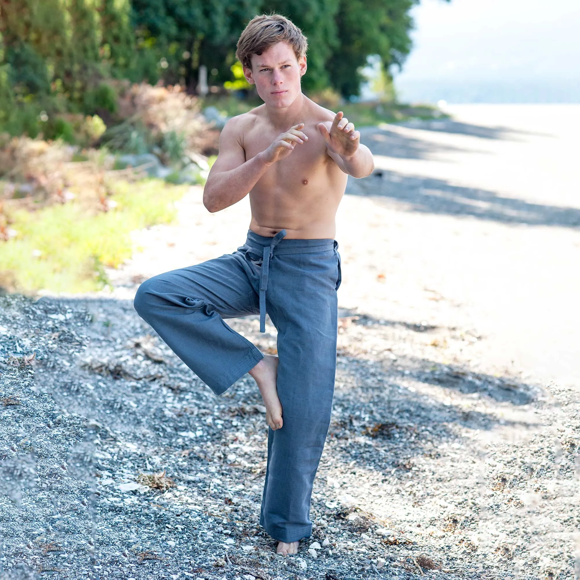 MORIO 100% Organic Hemp Karate Gi Ninja Pants (Elastic-Free; Unisex; OC Thread Option, 100% Biodegradable)