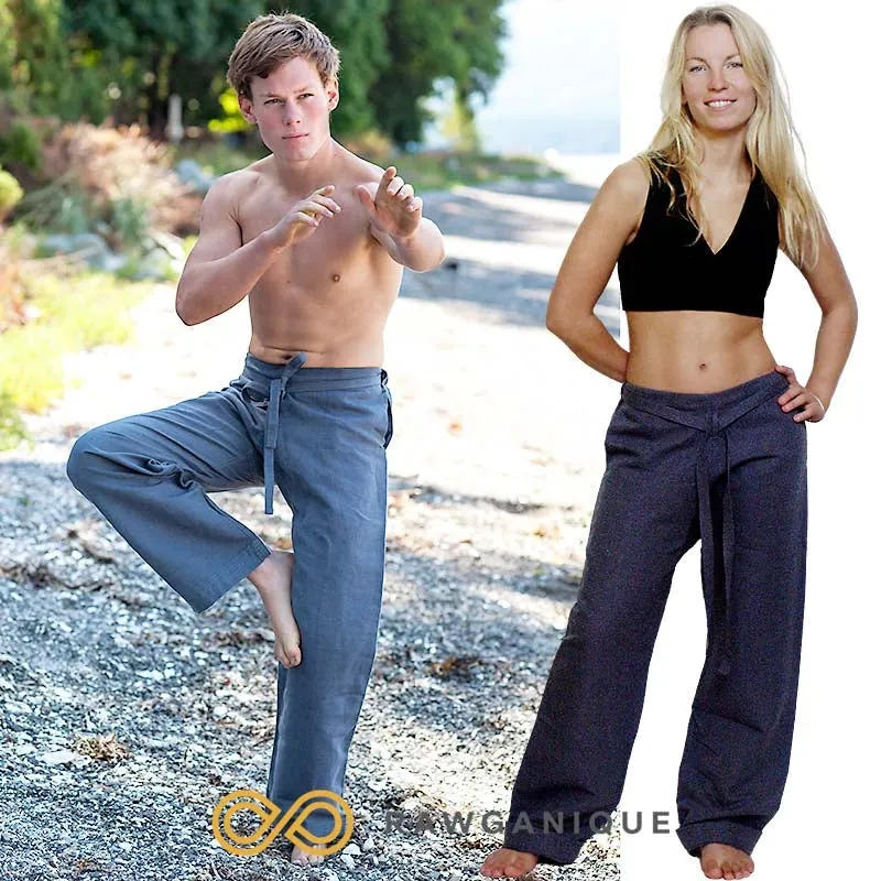 MORIO 100% Organic Hemp Karate Gi Ninja Pants (Elastic-Free; Unisex; OC Thread Option, 100% Biodegradable)