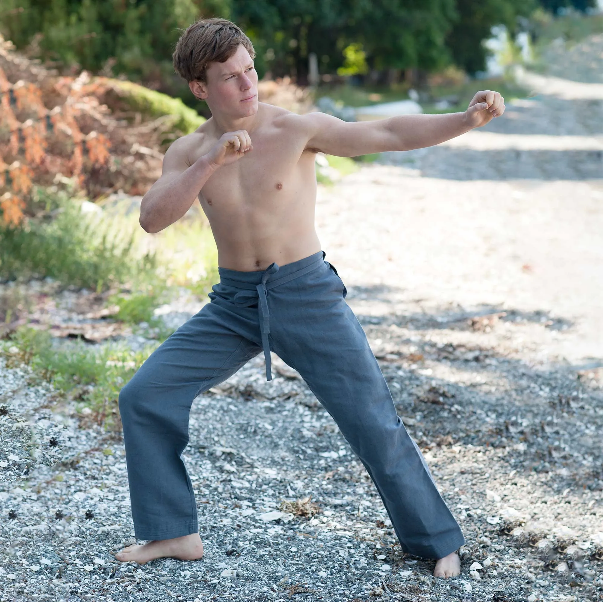 MORIO 100% Organic Hemp Karate Gi Ninja Pants (Elastic-Free; Unisex; OC Thread Option, 100% Biodegradable)