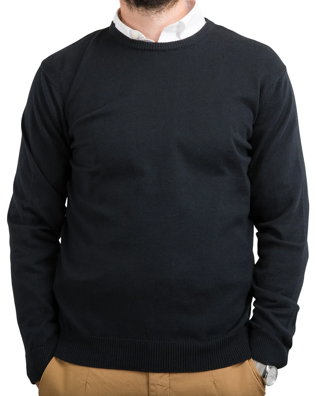 Navy Cotton Cashmere Crew Neck Jumper