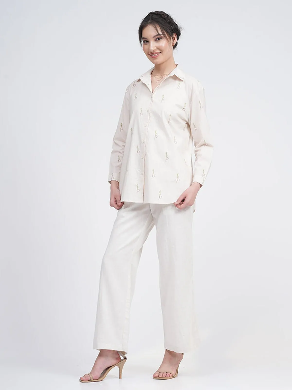 Organic Cotton Block Printed Jessica Shirt with Trousers Co-ords Set