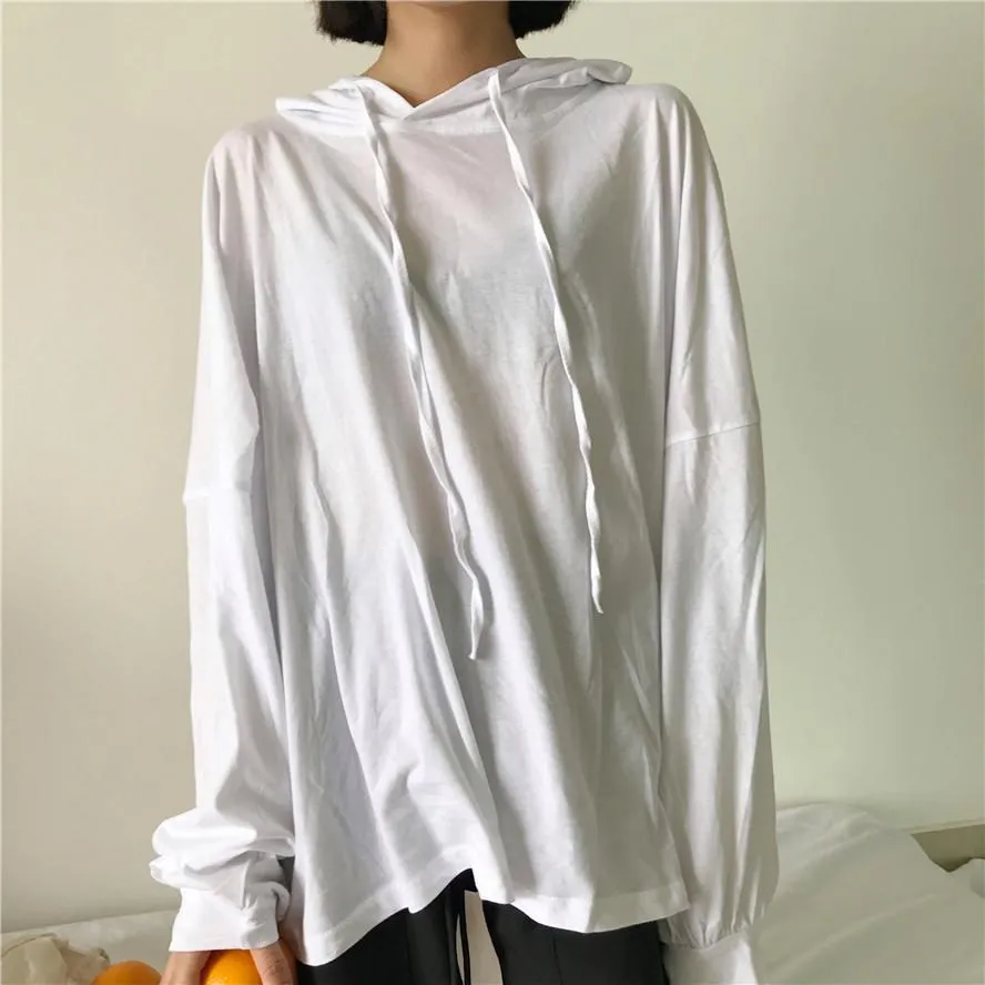 Oversize Solid Colors Thin V-Neck Hoodie