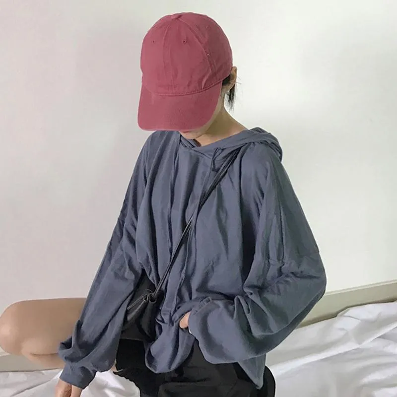 Oversize Solid Colors Thin V-Neck Hoodie