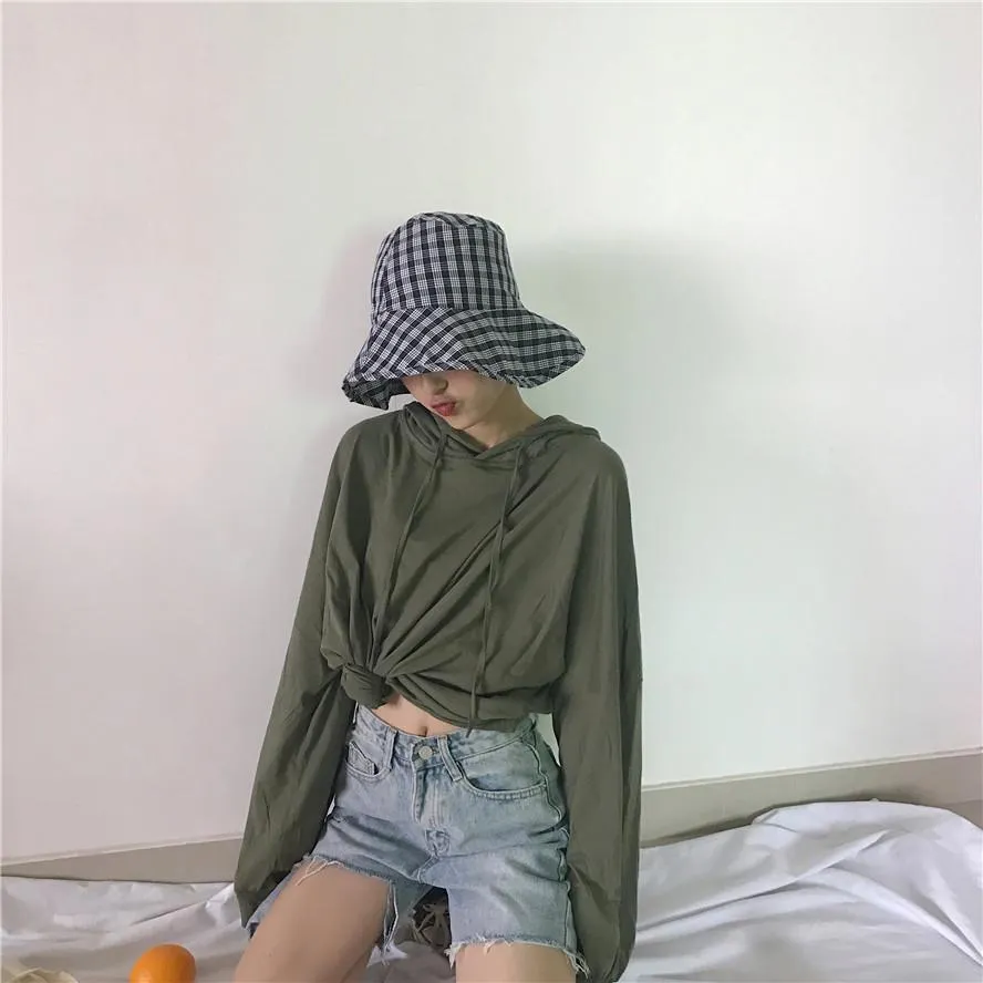 Oversize Solid Colors Thin V-Neck Hoodie