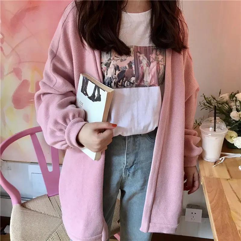 Oversized Pastel Aesthetic Knitted Cardigan