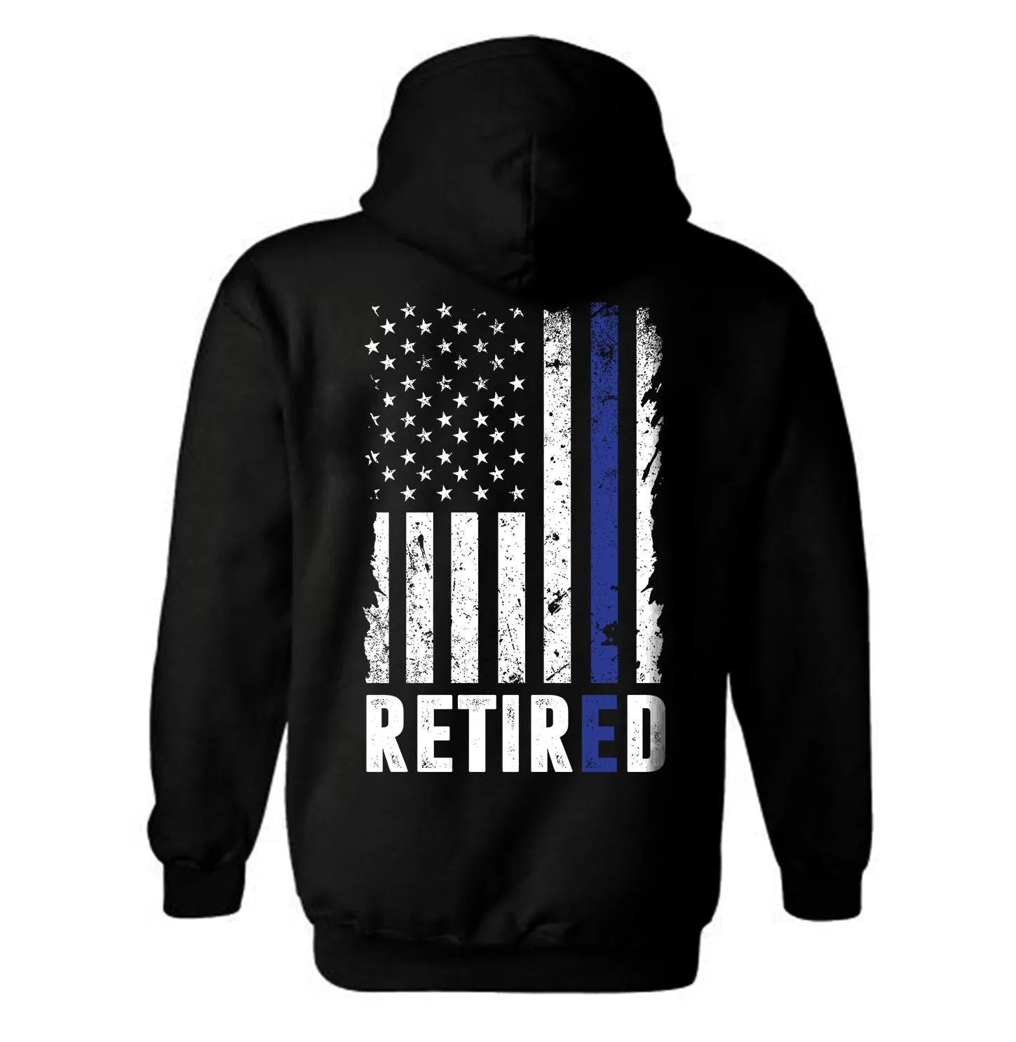 Personalized Retired Police Officer American Flag Hoodie | Thin Blue Line Retirement USA Flag Hoodie | Custom Hoodie | Unisex Hoodie