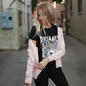 Pink Knitted V-Neck Cardigan