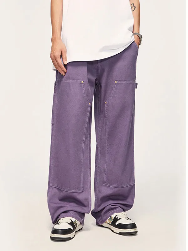 Purple Straight Leg Cargo Pants