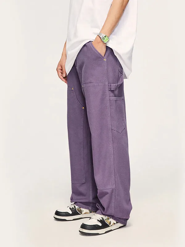 Purple Straight Leg Cargo Pants