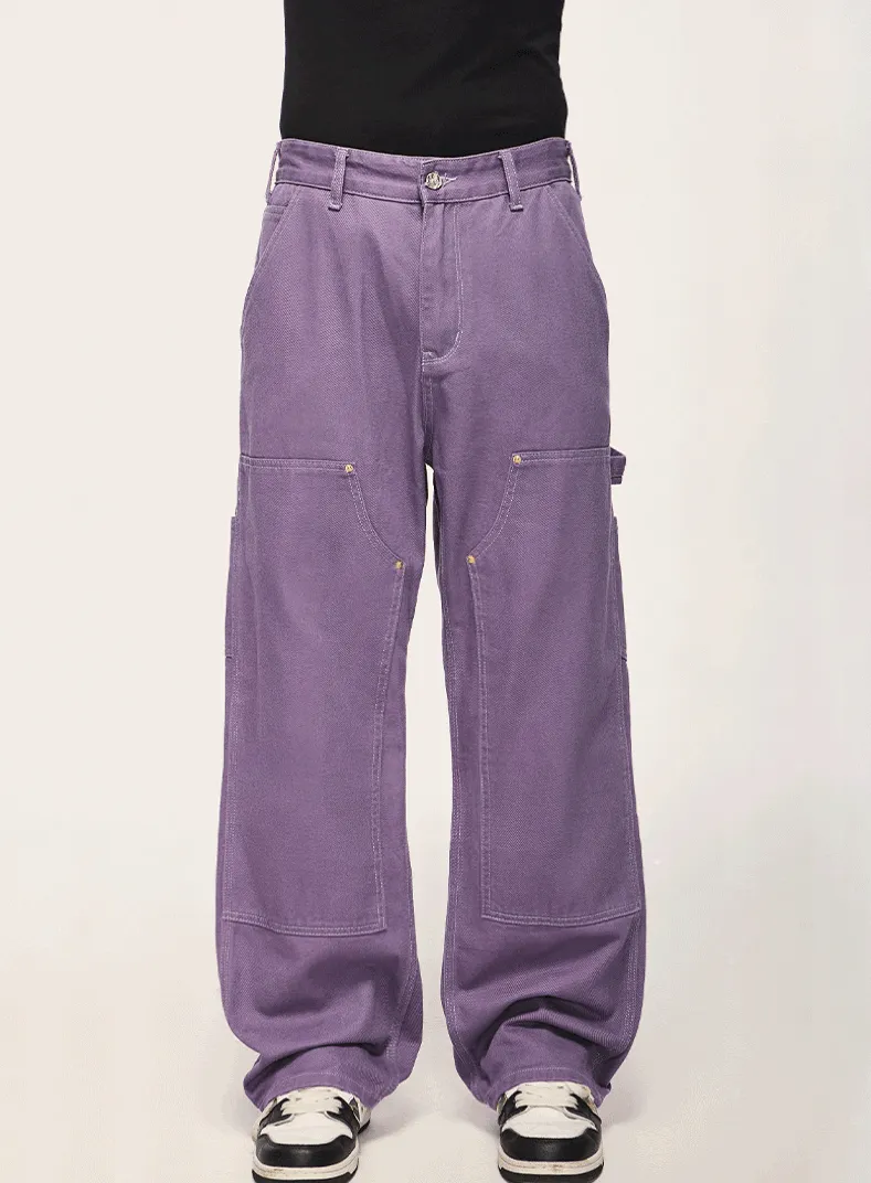 Purple Straight Leg Cargo Pants