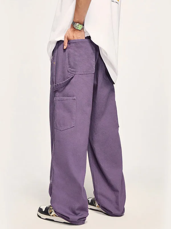 Purple Straight Leg Cargo Pants