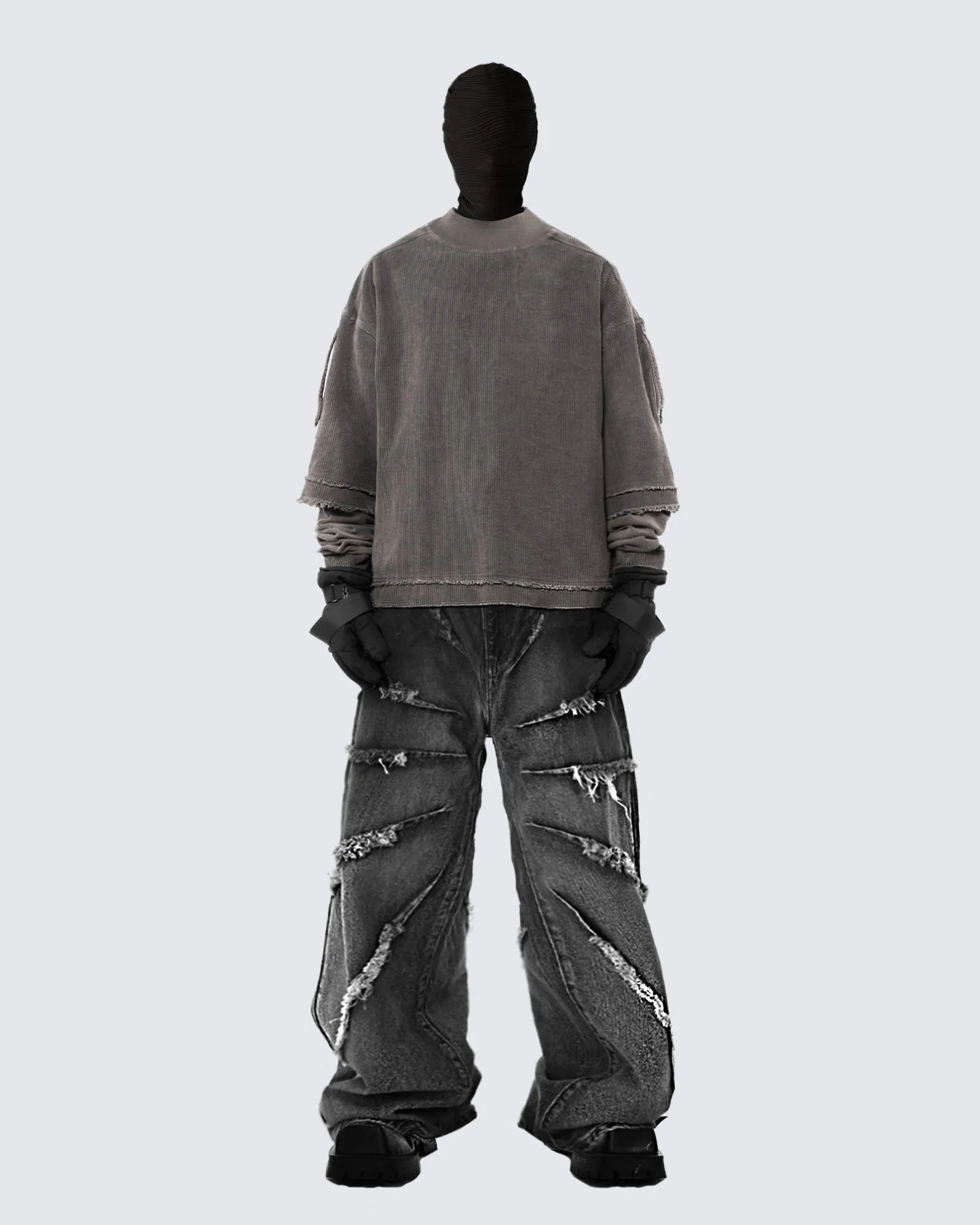 Raw Edge Straight Leg Pants