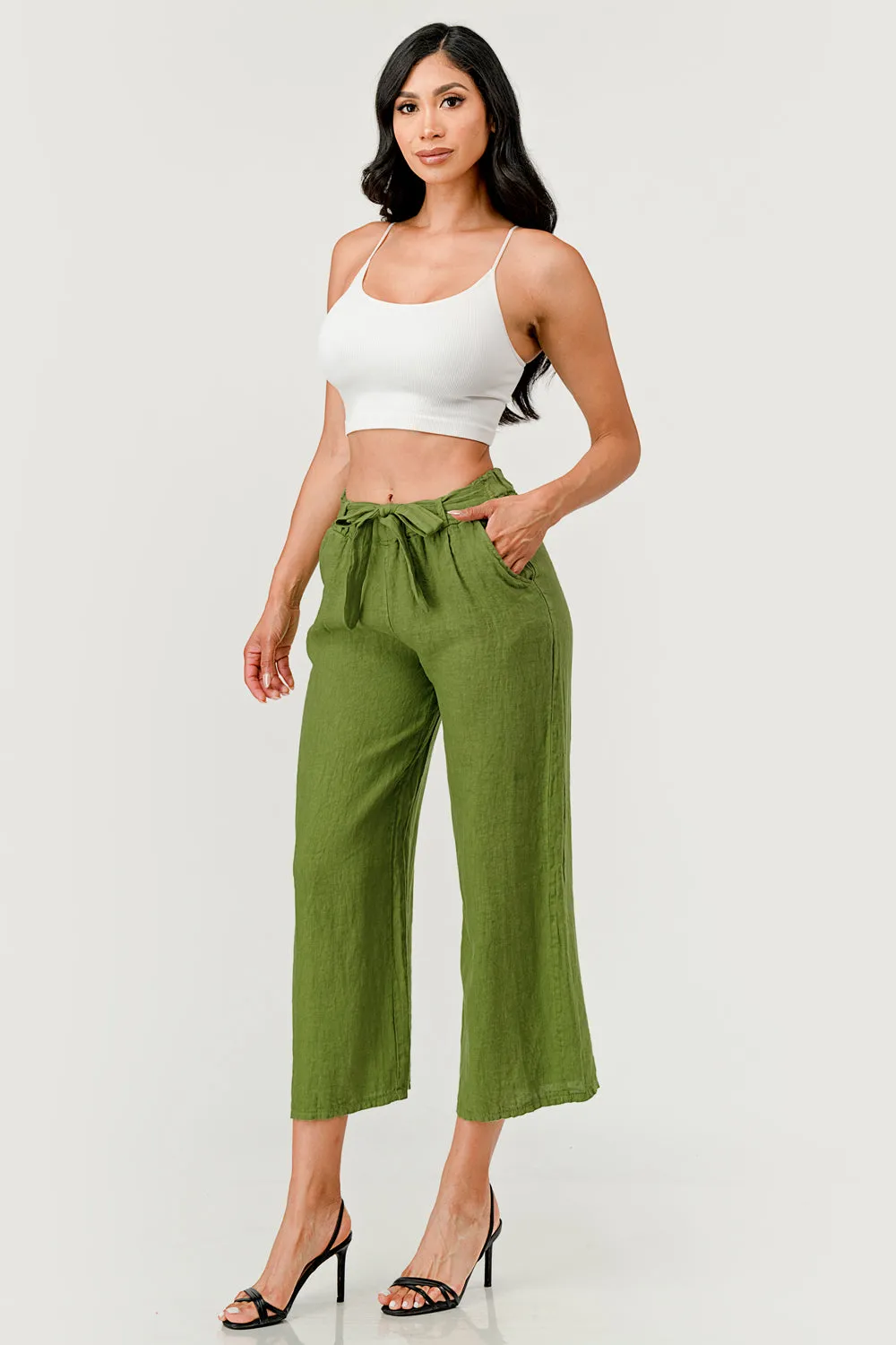 Raw Moda Linen pants Attached Belt