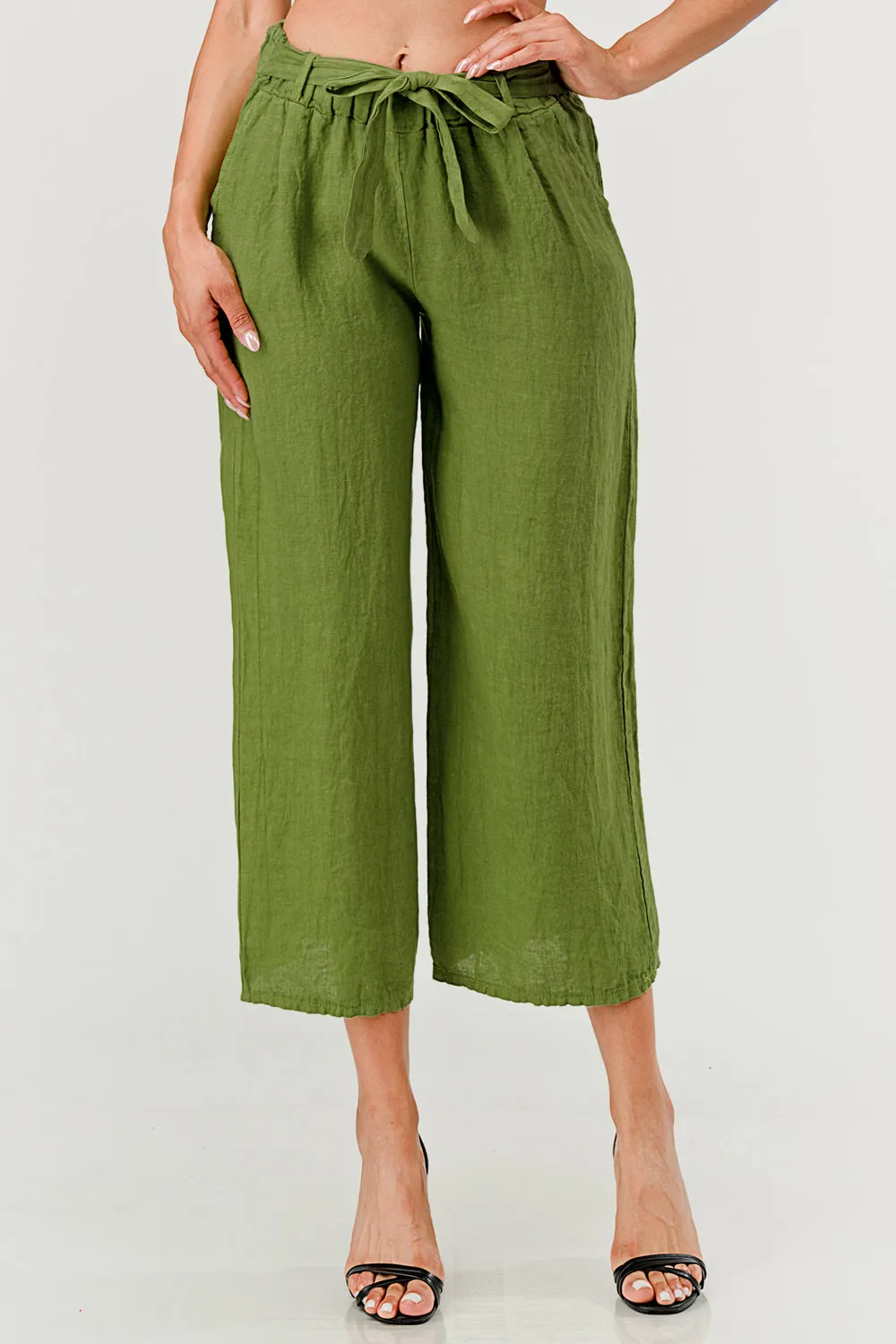 Raw Moda Linen pants Attached Belt