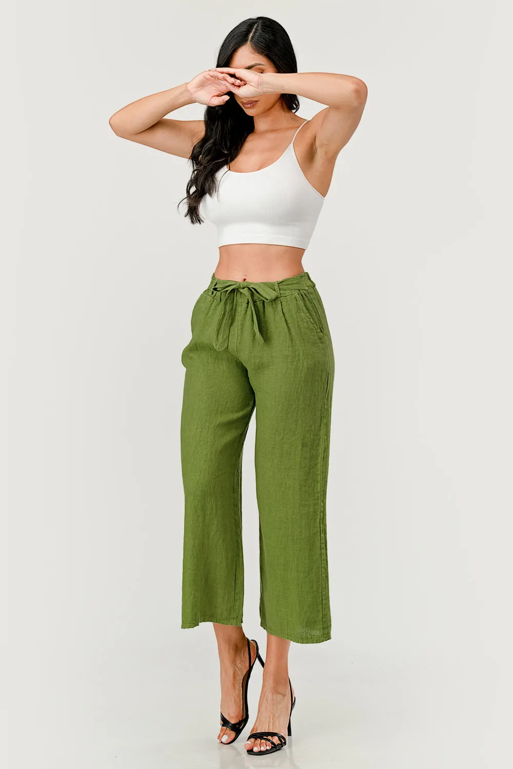 Raw Moda Linen pants Attached Belt