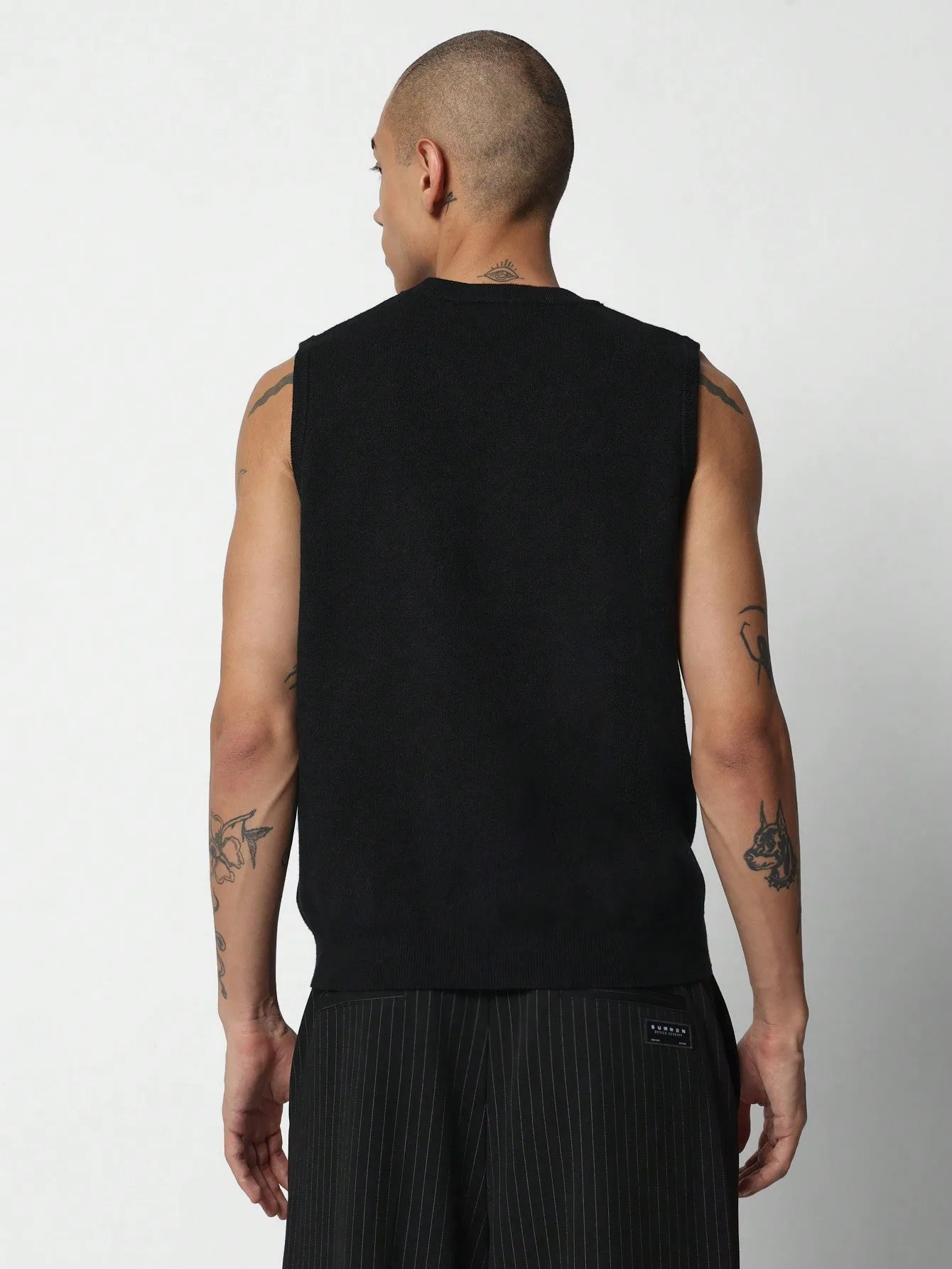 Regular Fit Sleeveless Knit Sweater