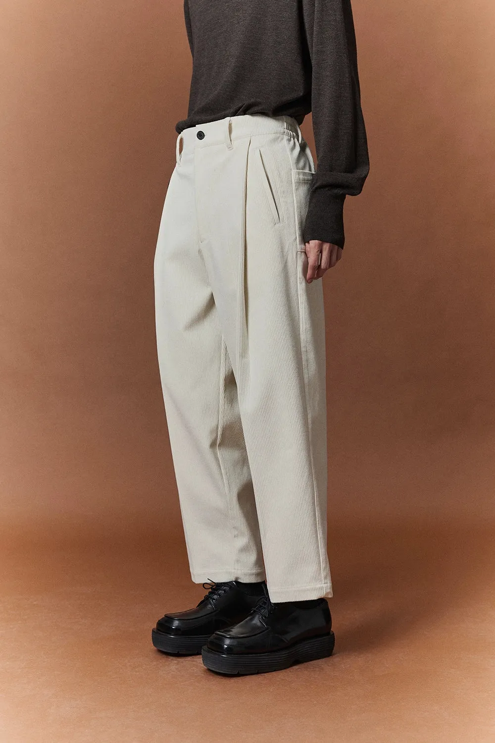 Relaxed Wide-Leg Slightly Stretchy Cropped Pants