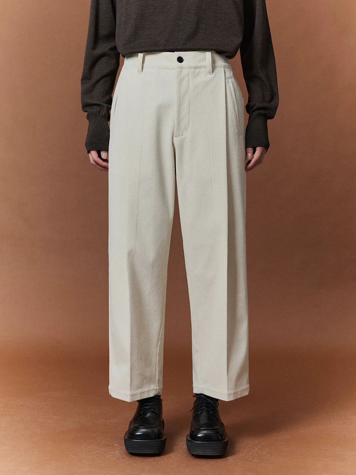 Relaxed Wide-Leg Slightly Stretchy Cropped Pants