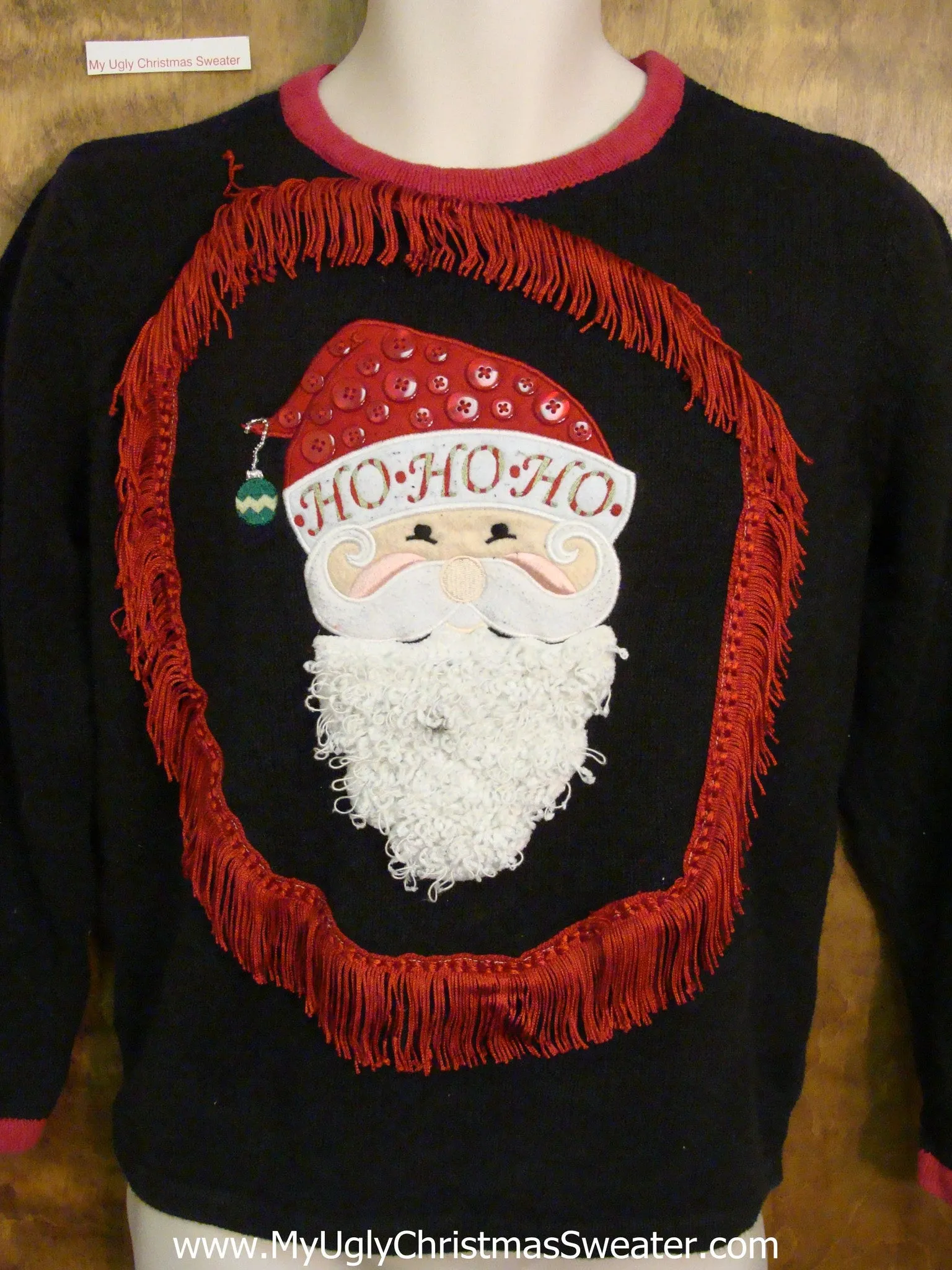 Santa with Fringe Corny Christmas Sweater Pullover