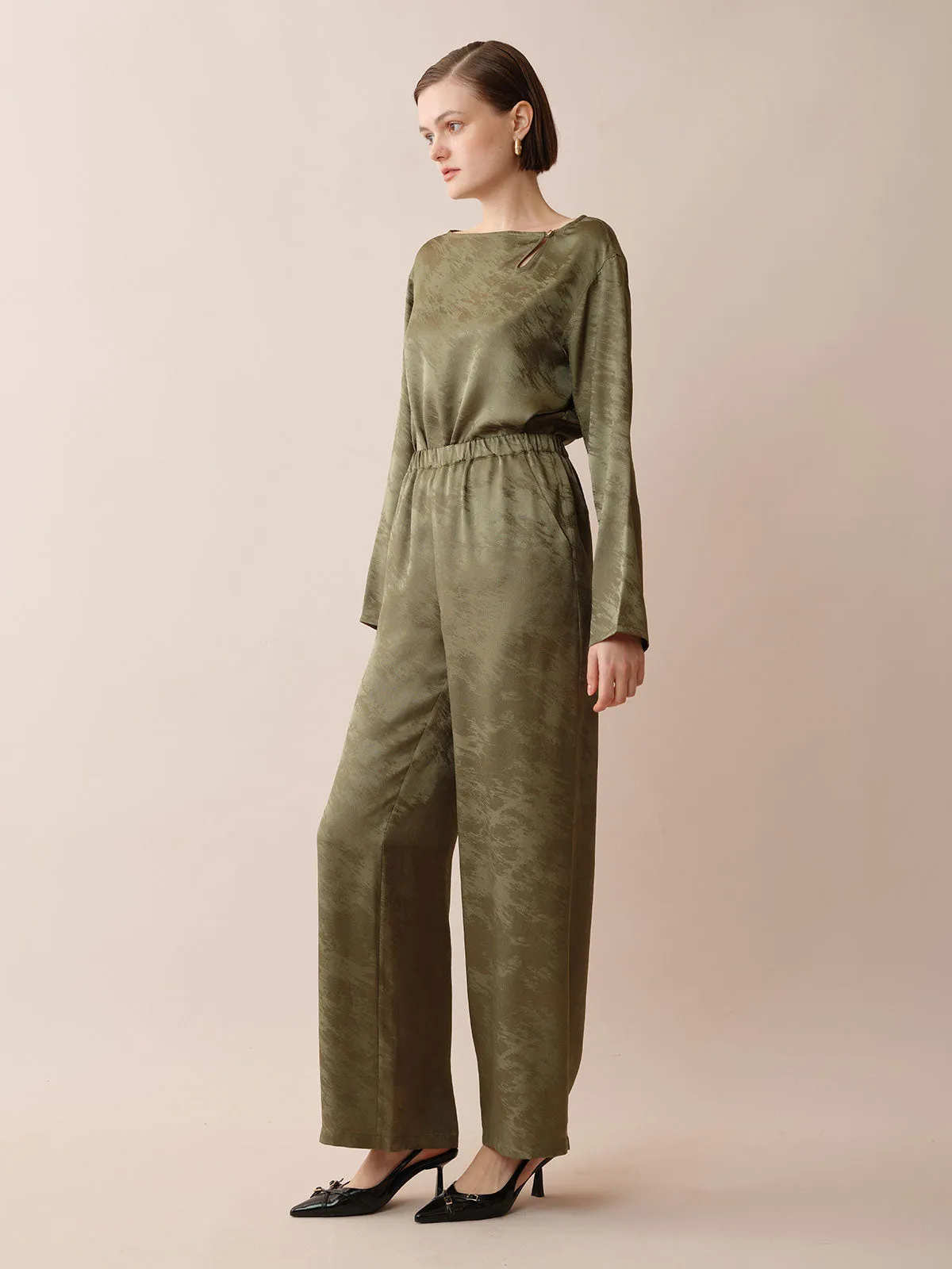 SILKINC Silk Jacquard Pants