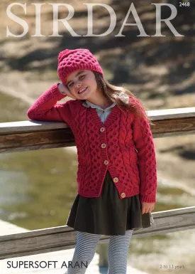 Sirdar Supersoft Aran Cardigan Knitting Pattern Sizes 2-13yrs 2468