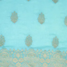 Sky Blue Butta Jacquard Dolla Silk Fabric