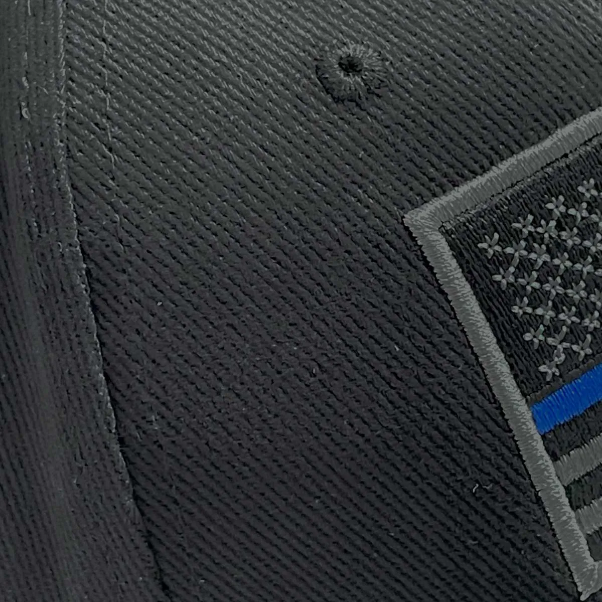 Slide Buckle Subdued Thin Blue Line American Hat, Twill Cap, Black