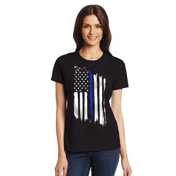 Slim Fit Women's Shirt - Thin Blue Line American Flag