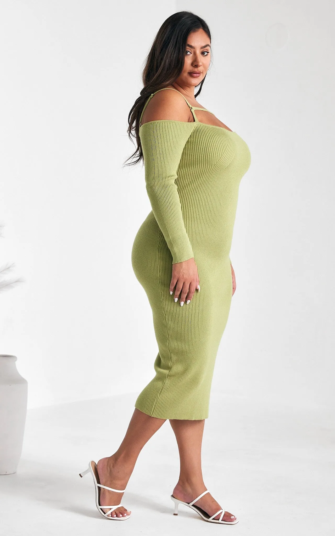 Soji Knit Midi Dress - Light Green