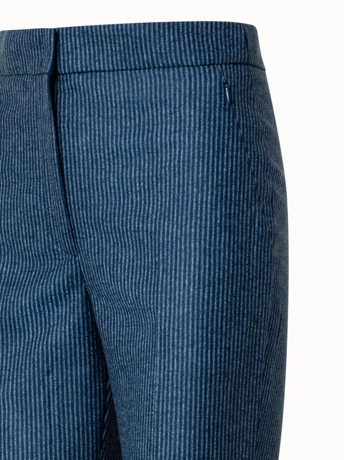 Striped Wool Flannel Double-Face Bootcut Pants