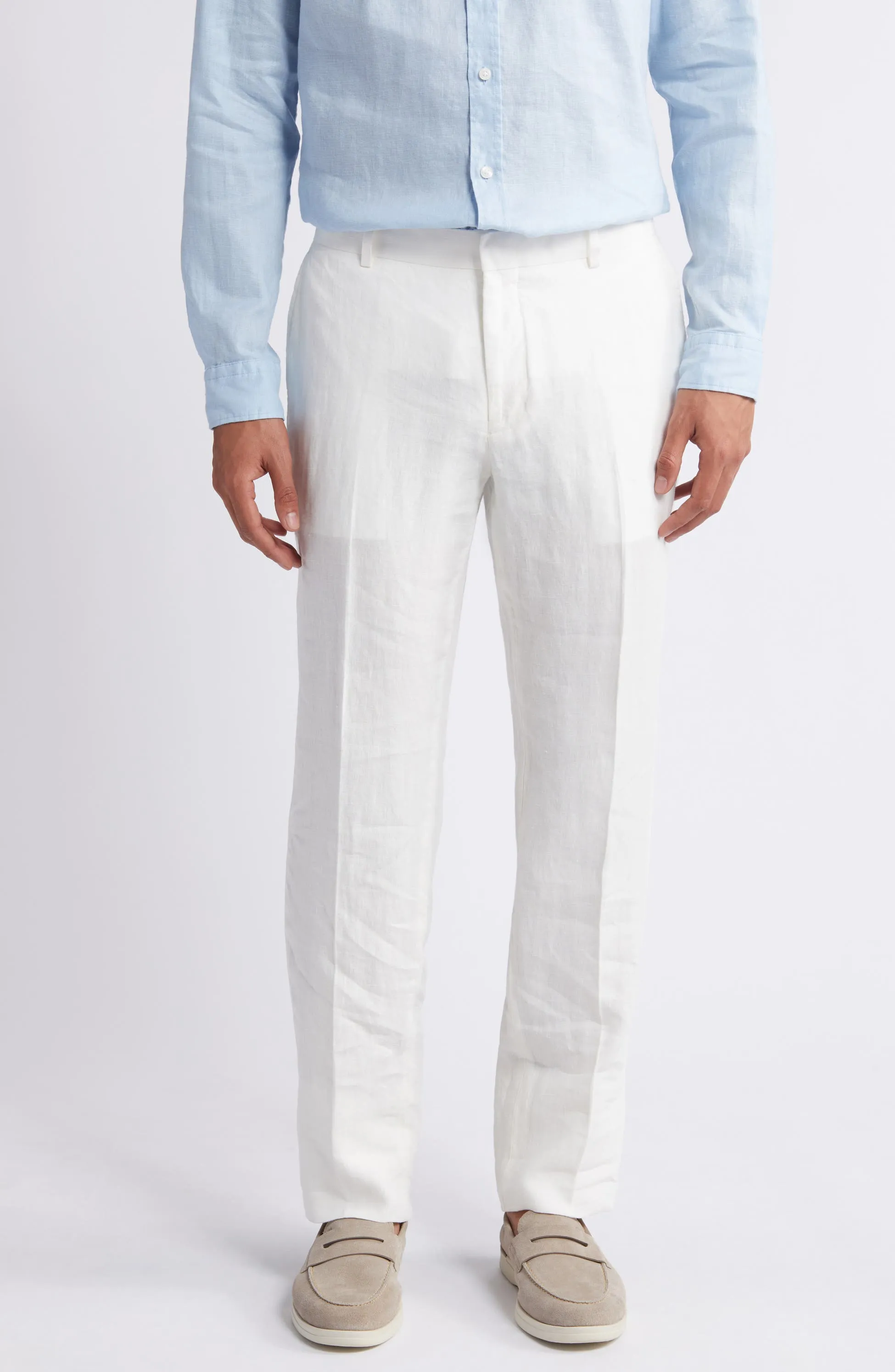 Summer White Linen Casual Men's Pants