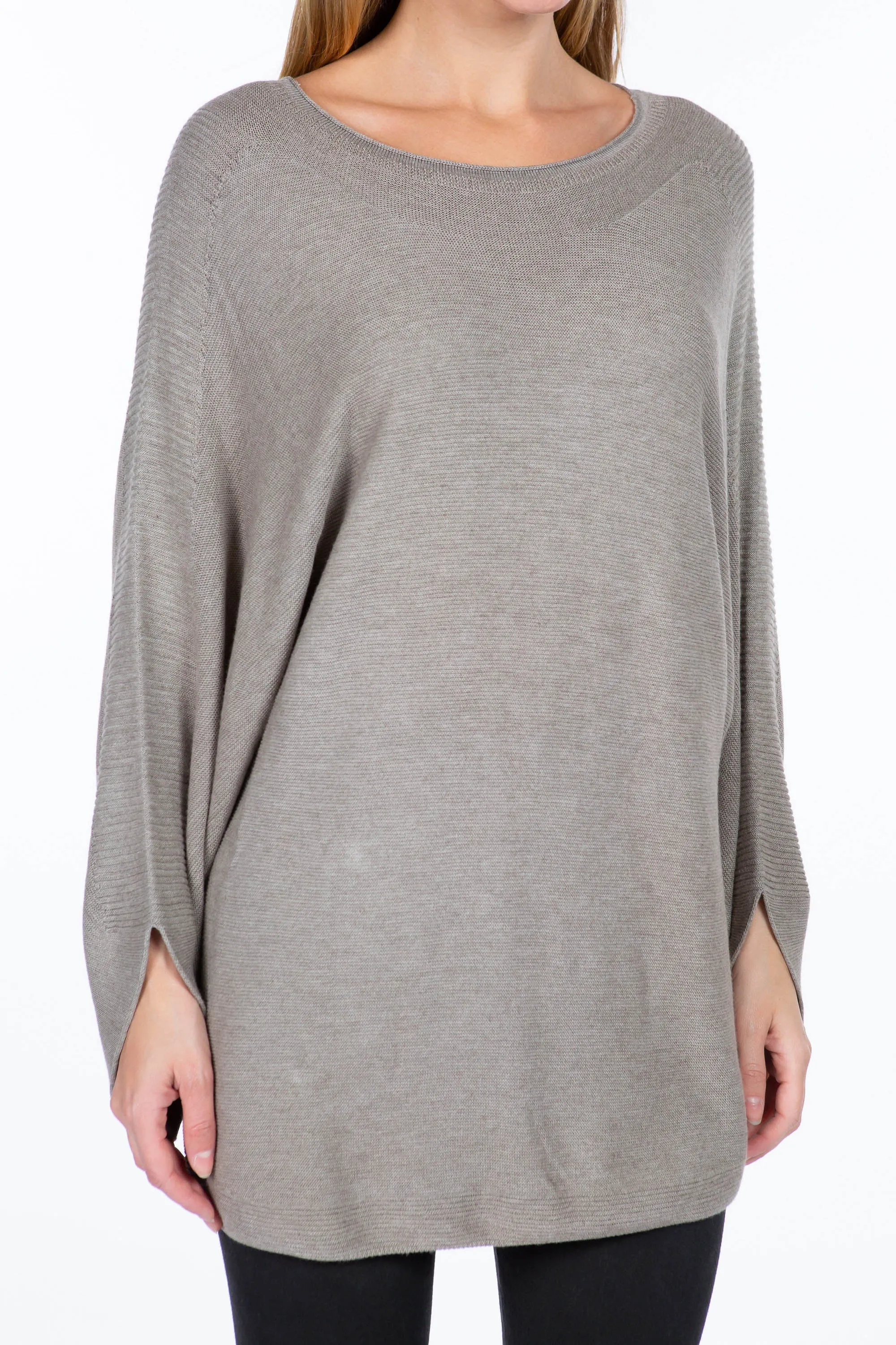 Sustainable Loose Fit Purled Sweater with Faux-Tulip Sleeve Cuff